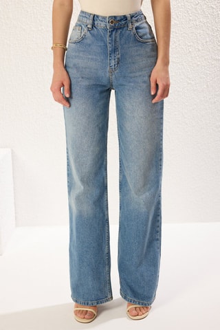 Vaquero wide leg de tiro alto - Azul