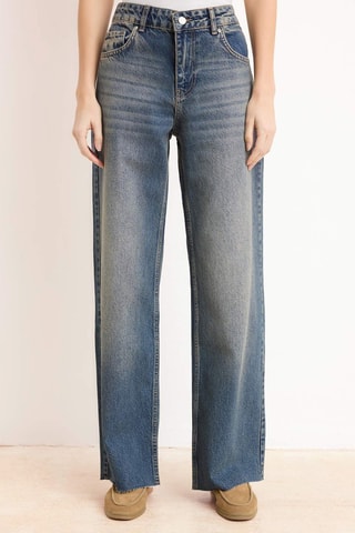 Vaquero wide leg de tiro alto - Azul marino