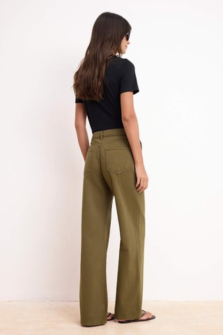 Vaquero wide leg de tiro alto - Caqui