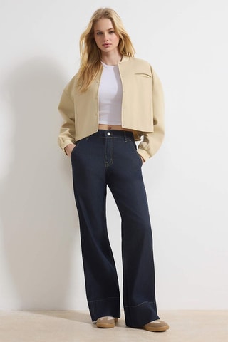 Vaquero wide leg de tiro alto - Azul oscuro
