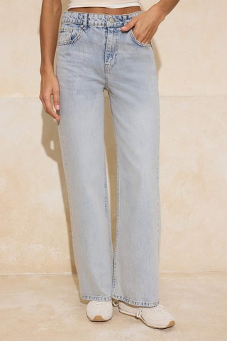 Vaquero wide leg de tiro alto - Celeste