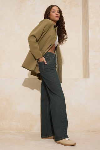 Vaquero wide leg de tiro alto - Marrón