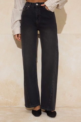 Vaquero wide leg de tiro alto - Negro
