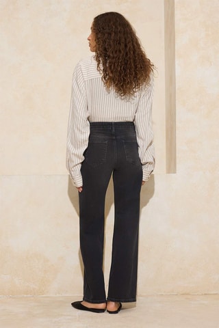 Vaquero wide leg de tiro alto - Negro