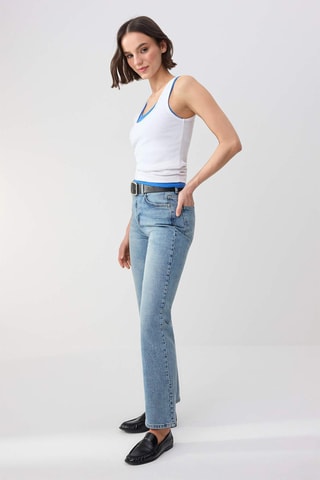 Vaquero slim fit de tiro alto - Celeste