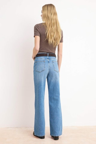 Vaquero wide leg de tiro alto - Celeste