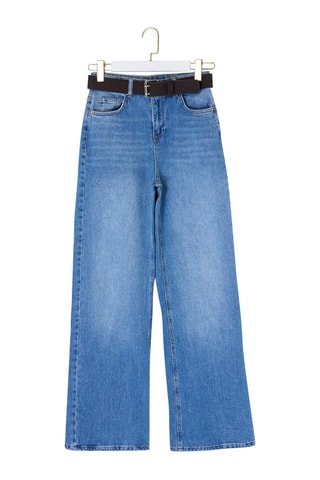 Vaquero wide leg de tiro alto - Celeste