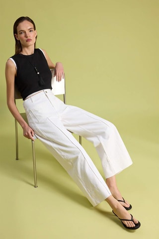 Vaquero wide leg de tiro alto - Blanco