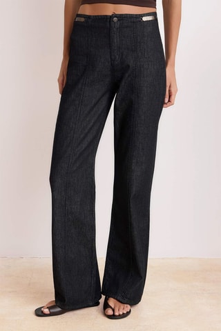 Vaquero wide leg de tiro alto - Negro