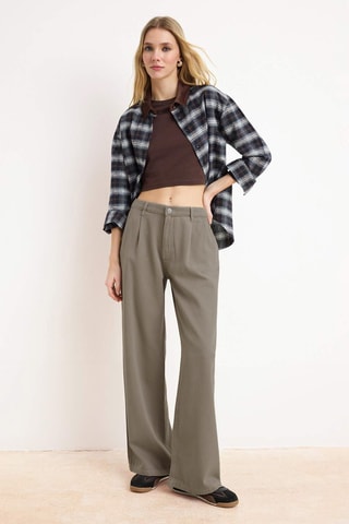 Vaquero wide leg de tiro alto - Gris oscuro