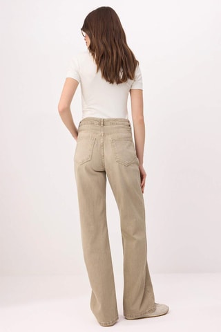 Vaquero wide leg de tiro alto - Beige