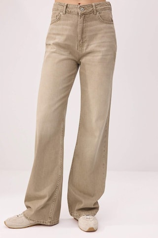 Vaquero wide leg de tiro alto - Beige