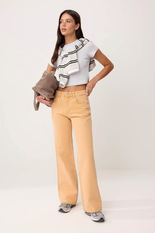 Vaquero wide leg de tiro alto - Naranja