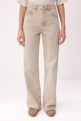 Vaquero wide leg de tiro alto - Beige