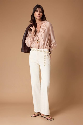 Vaquero wide leg de tiro alto - Crudo