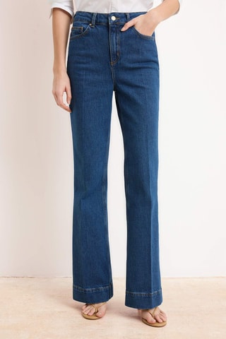 Vaquero wide leg de tiro alto - Azul oscuro