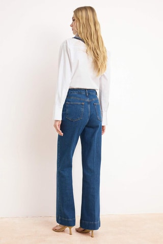 Vaquero wide leg de tiro alto - Azul oscuro