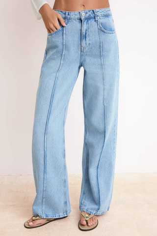 Vaquero wide leg de tiro alto - Celeste