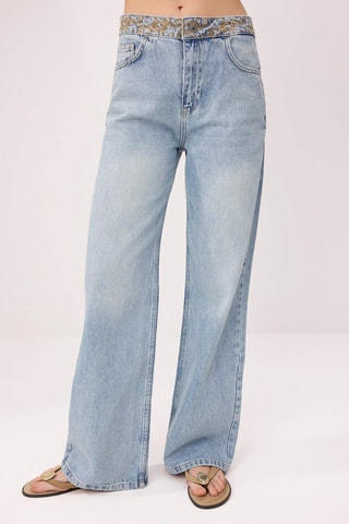 Vaquero wide leg de tiro alto - Azul