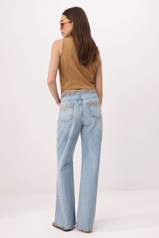 Vaquero wide leg de tiro alto - Azul