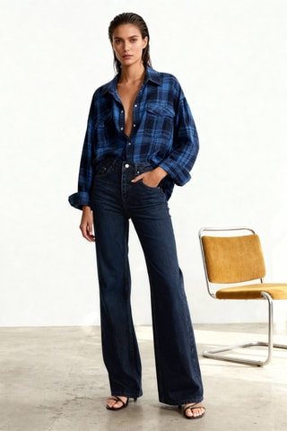 Vaquero wide leg de tiro alto - Azul noche
