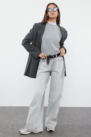 Vaquero wide leg de tiro alto - Gris claro