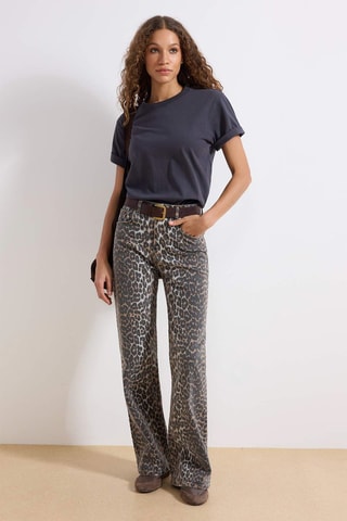 Vaquero wide leg de tiro alto - Marrón
