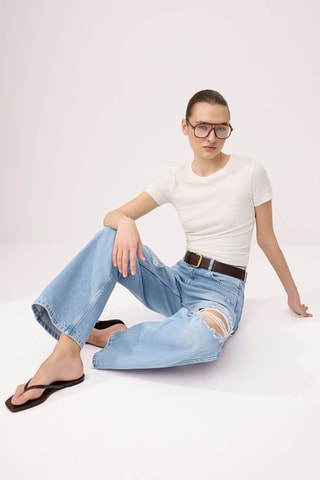 Vaquero wide leg de tiro alto - Celeste