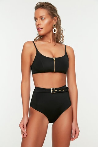 Braga de bikini de talle alto - Negro