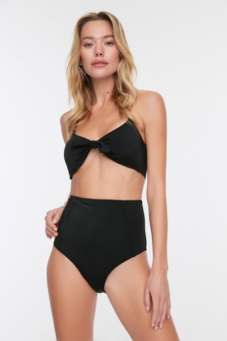 Braga de bikini de talle alto - Negro