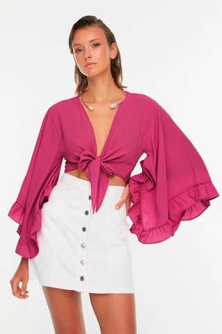 Crop top anudado - Fucsia