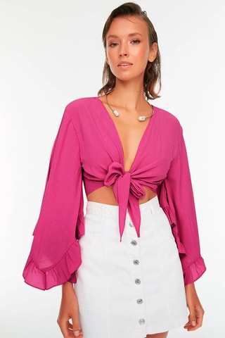 Crop top anudado - Fucsia