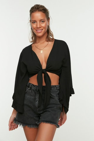 Crop top anudado - Negro