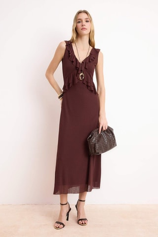 Vestido midi - Marrón