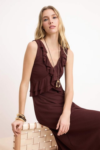 Vestido midi - Marrón