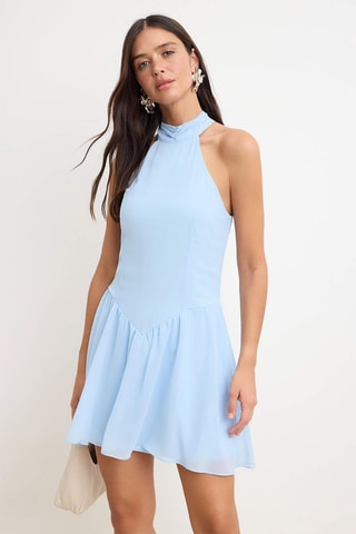 Vestido evasé - Celeste