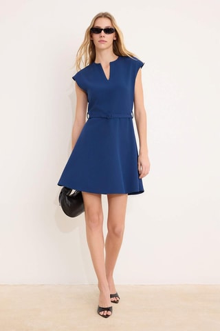 Vestido evasé - Azul petróleo