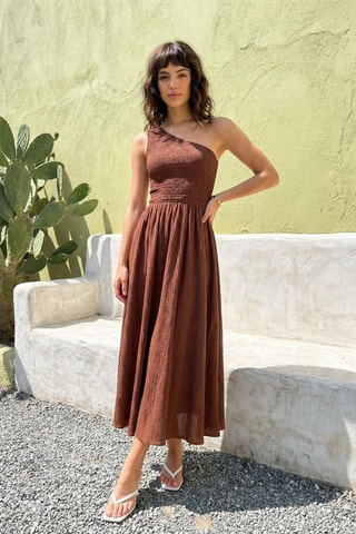 Vestido asimétrico - Marrón