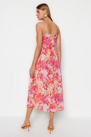 Vestido midi - Rosa y naranja
