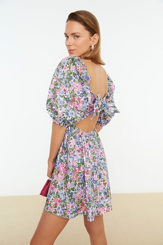 Vestido evasé - Rosa y violeta