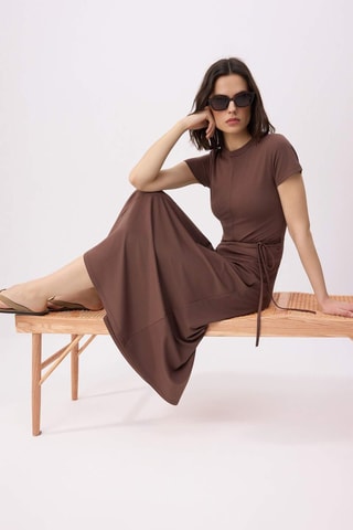 Vestido midi - Marrón