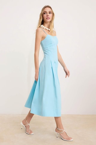 Vestido plisado - Celeste
