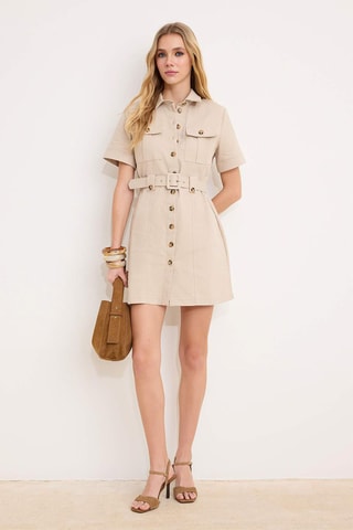 Vestido camisero - Beige