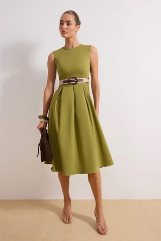 Vestido evasé - Caqui
