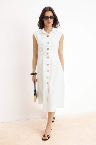 Vestido camisero - Crudo