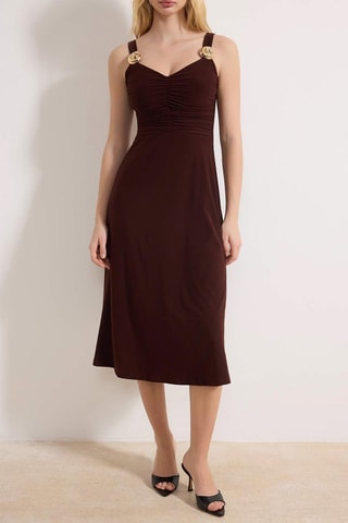 Vestido midi - Marrón