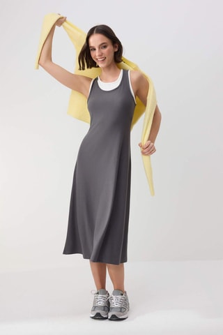 Vestido efecto doble prenda - Antracita