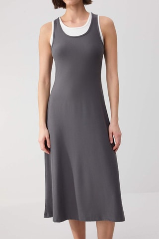 Vestido efecto doble prenda - Antracita