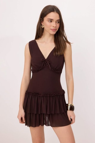 Vestido avolantado - Marrón