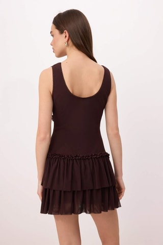 Vestido avolantado - Marrón